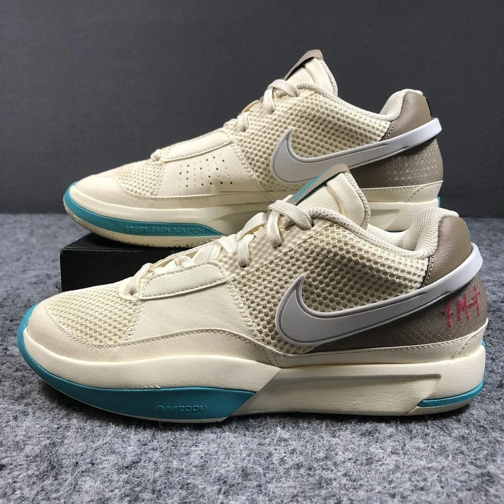 Nike Ja 1 DR8785-102 Shoes Mens 7.5 Beige Teal Low Top Basketball Sneakers